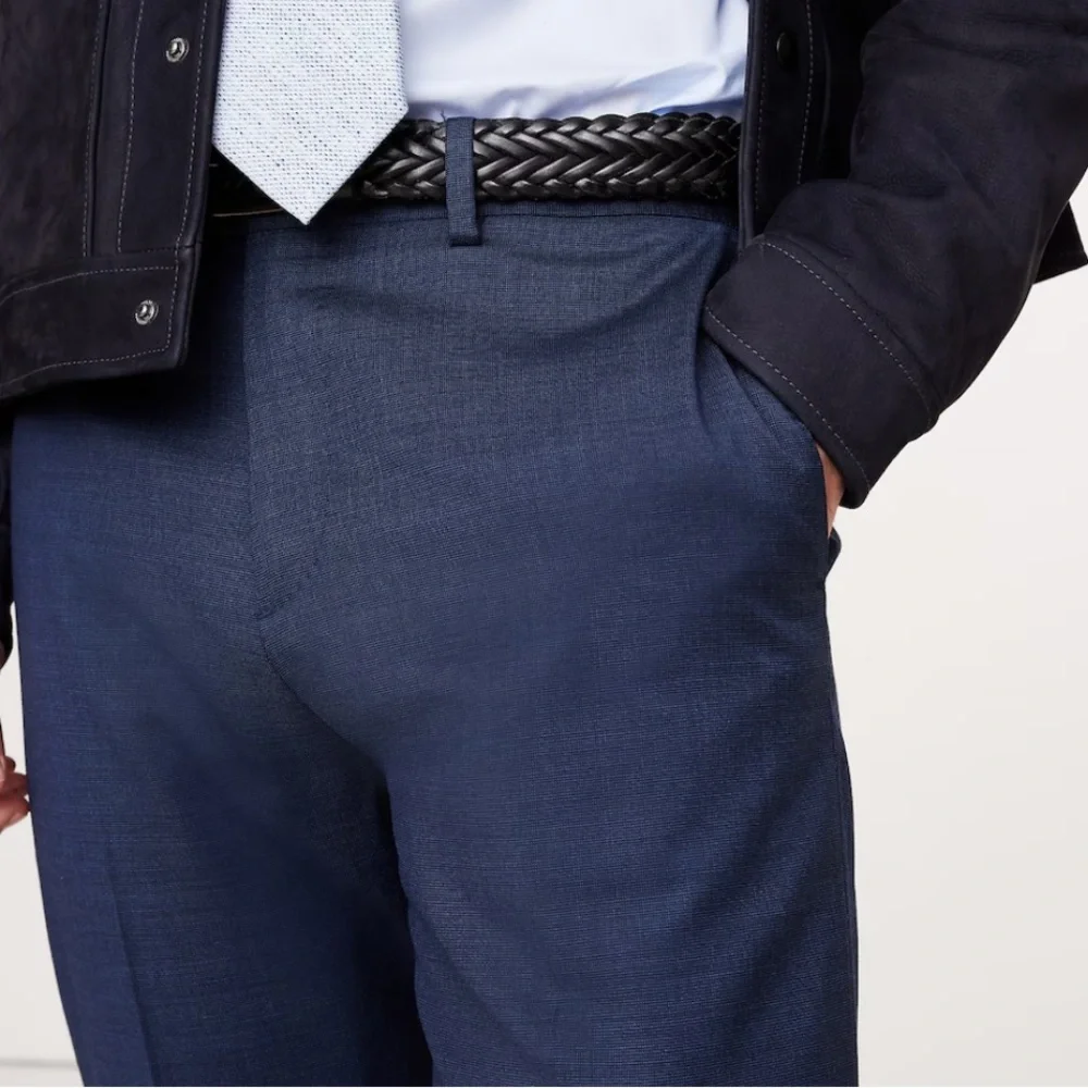 NEW Banana Republic Signature Italian Wool Nailhead Suit Pant in Navy, 30R - Picture 2 of 11